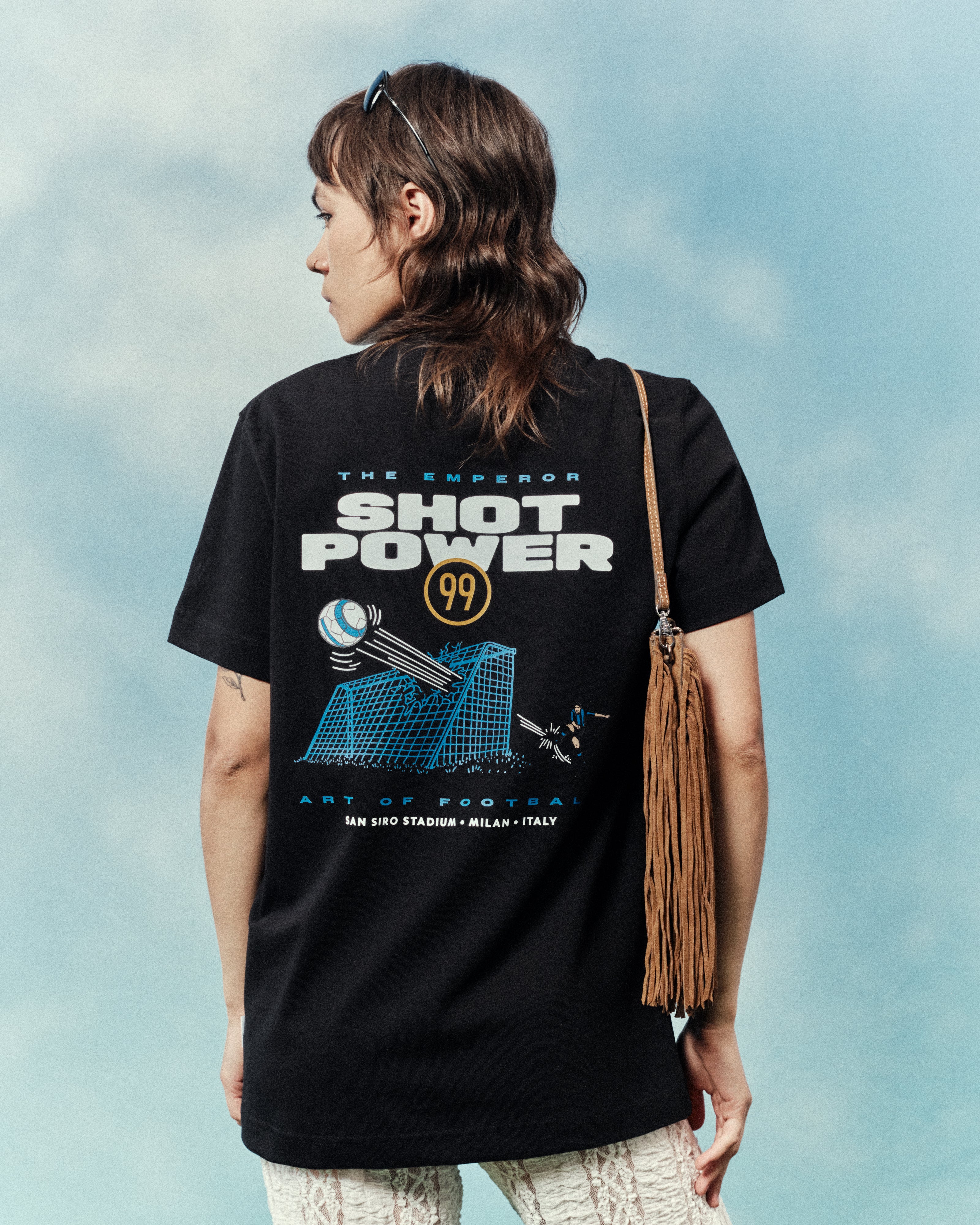 AOF Shot Power 99 Tee | Black Graphic T-shirt | Art of Football