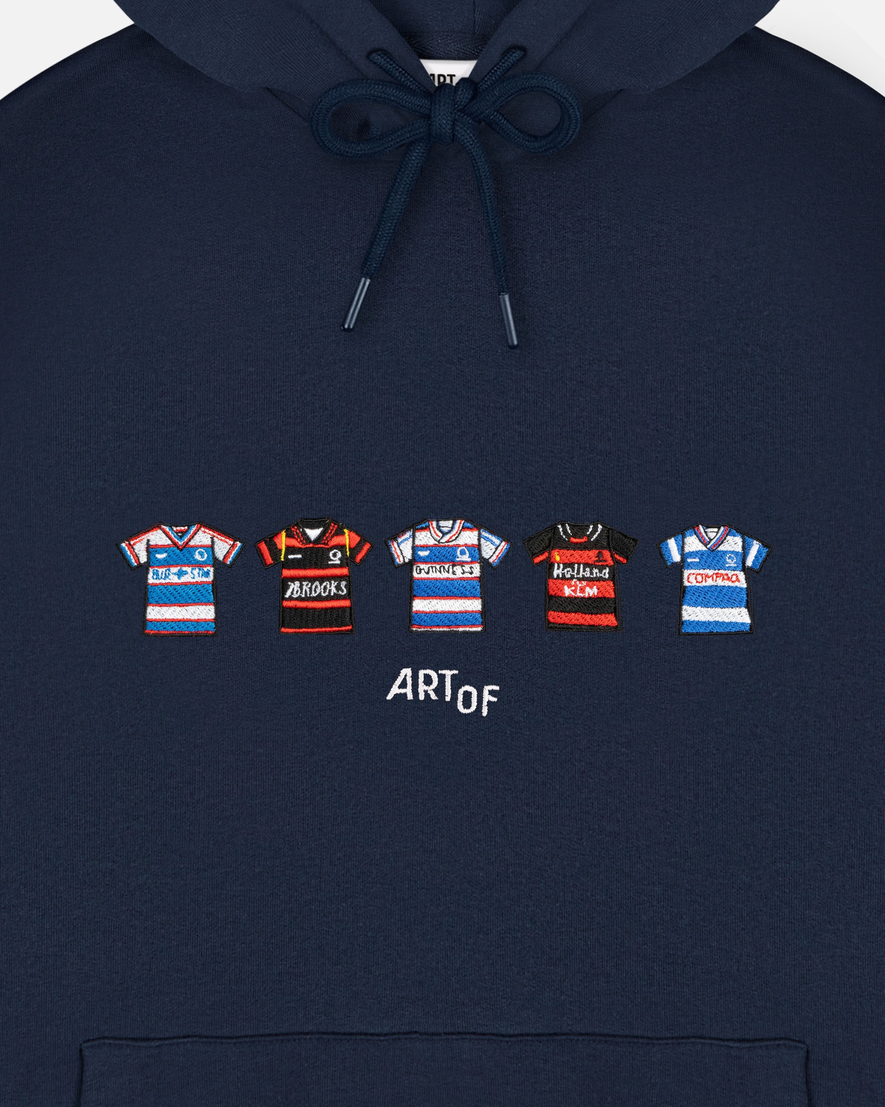 ART OF Football x QPR Embroidered Classics Navy Hoodie | AOF Sweat